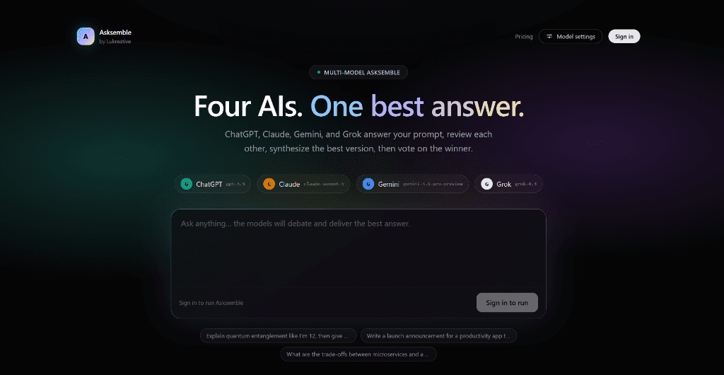 Asksemble interface